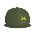thumbnail image 2 of DouZhe Flat Brim Cap Snapback Hat, UFO Invader Alien Space Game Prints Adjustable Green Adult Baseball Cap, 2 of 7