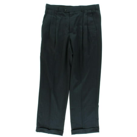 UPC 611318348212 product image for Perry Ellis Mens Cuffed Double Pleat Dress Pants Navy 36/32 | upcitemdb.com