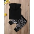 thumbnail image 4 of Coduop Baby Boys Clothes Set Sleeveless Letter Print Hooded Tank Tops + Camouflage Harem Pants, 4 of 7