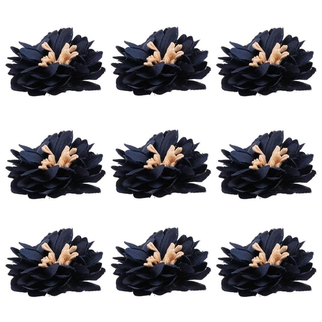 9 Piezas/Set Flores Artificiales de Peonía de Tela Arte de Applique Adornos Artesanía de Bricolaje Azul Gloria Cabeza de flor de la tela