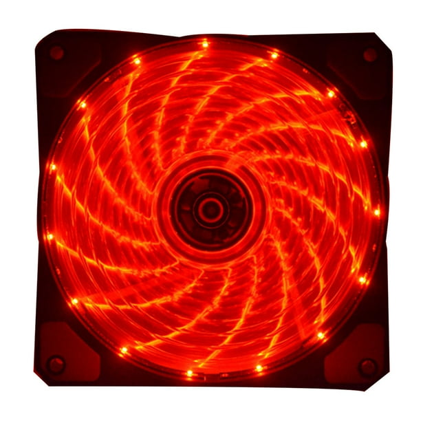 Inteprter 120mm LED Ultra silencioso computadora PC ventilador con cubierta 15 LEDs 12V Cpu disipador de calor enfriador ventilador de Juegos de teclado y mouse para computadora rojo 12cm