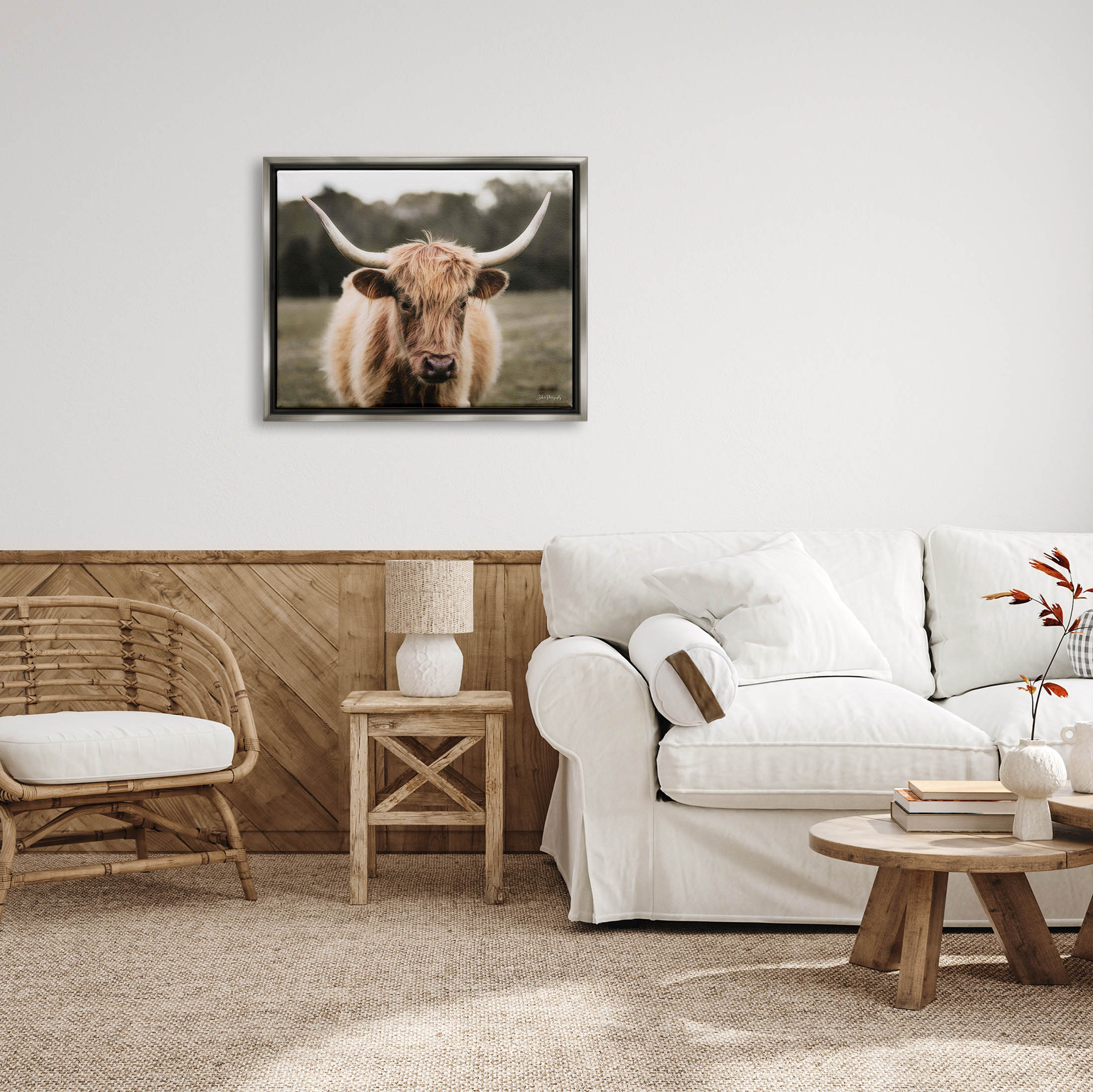 Stupell Industries Peaceful Cattle Rural Open Farmland Photograph Luster Gray Floating Framed Canvas Print Wall Art, Design by Dakota Diener