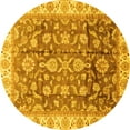 thumbnail image 1 of Ahgly Company Machine Washable Indoor Round Oriental Yellow Traditional Area Rugs, 3' Round, 1 of 4