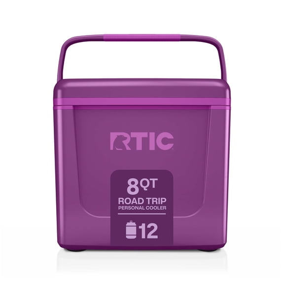 RTIC Road Trip 8 Qt Hard-Sided Personal Cooler, Fits 12 Cans, Berry Jam