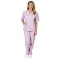 thumbnail image 4 of M&M SCRUBS Women Scrub Set V-Neck Medical Scrub Tops and Drawstring Pants - Pack of 12 Set (Lilac, 3X-Large), 4 of 7