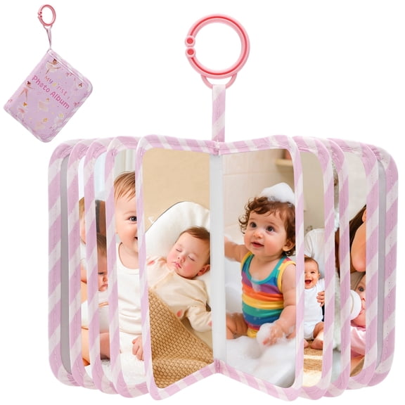 Baby Photo Album, Holds 17 Pcs 4x6 Photos – My First Soft Cloth Album with Safety Mirror Fabric Memory Keepsake Gift for Newborn Toddler Boy & Girl