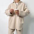 thumbnail image 4 of XFLWAM Women's Half Zip 2 Piece Outfits Long Sleeve Pullover Sweatshirt and Jogger Sweatpants Tracksuit Sweatsuit Lounge Sets with Pockets Khaki L, 4 of 9
