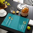 thumbnail image 3 of Teal 1 Pcs Placemats, Farmhouse Solid Turquoise Color Modern Art Washable Wipeable Table Mats for Dining Tables, Indoor Outdoor Kitchen Place Mats for Holiday Party Table Decor, 3 of 9