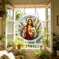 thumbnail image 6 of Aodebiao Stained Glass Sun Catcher Round Acrylic Window Ornament, Hanging Suncatcher for Indoor Outdoor Garden Patio Porch Decor, Metal Chain Included, Festive Light Filtering Home Decoration, 6 of 8