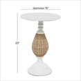 thumbnail image 3 of DecMode 15" x 23" White Wood Accent Table with Black Metal and Rattan Base, 1-Piece, 3 of 8