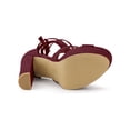 thumbnail image 5 of BLISSFUL STEP Women's Lace Up Platform Block High Heel Sandals Burgundy 10.5, 5 of 7