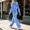 thumbnail image 4 of Mifsaly Women's Velour Tracksuit Set 2 Piece Elastic Waist Full Zip Hoodies And Wide Leg Pants Fall Daily Athletic Warm Lounge Matching Outfits, 4 of 7
