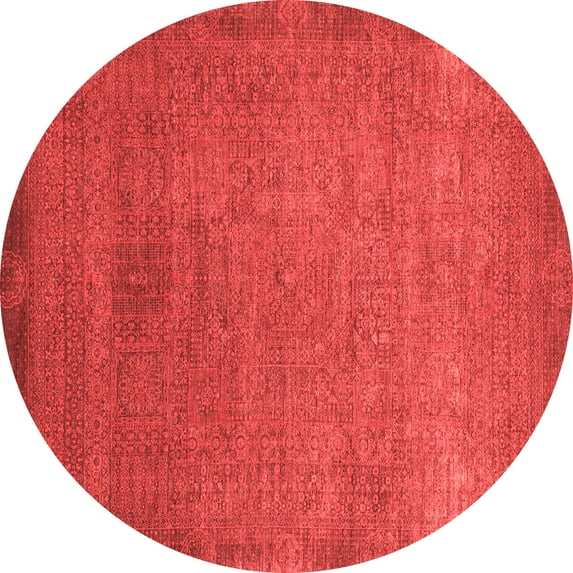 Ahgly Company Machine Washable Indoor Round Oriental Red Modern Area Rugs, 4' Round