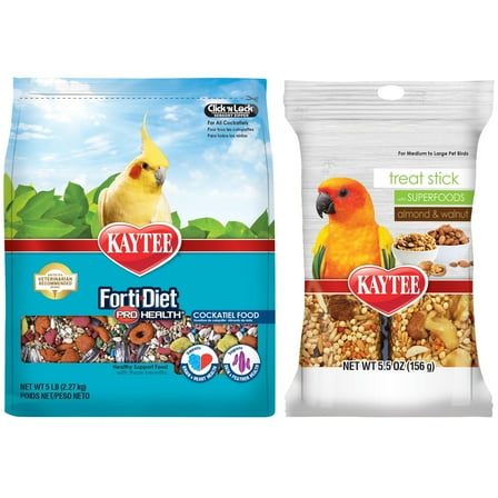 Kaytee Forti-Diet Pro Health Cockatiel Food and Stick Treat Bundle