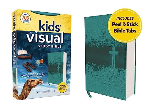 Niv, Kids' Visual Study Bible, Leathersoft, Teal, Full Color Interior, Peel/Stick Bible Tabs: Explore the Story of the B, (Hardcover)