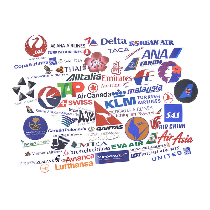 52Pcs Airline Logo Stickers Aviation Travel Suitcase Laptop Decal WaterprooFDUS