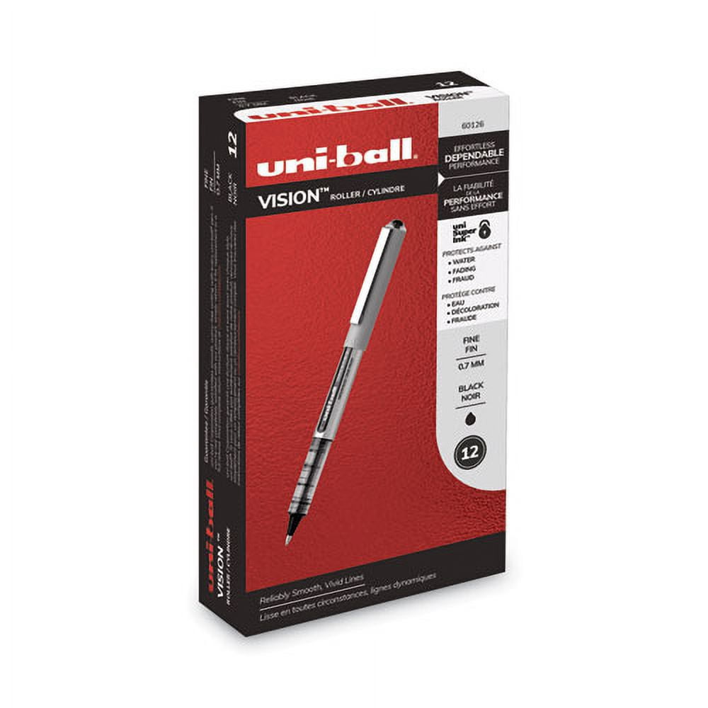 Vision Roller Ball Pen, Stick, Fine 0.7 Mm, Black Ink, Black/gray Barrel, Dozen | Bundle of 10 Dozen