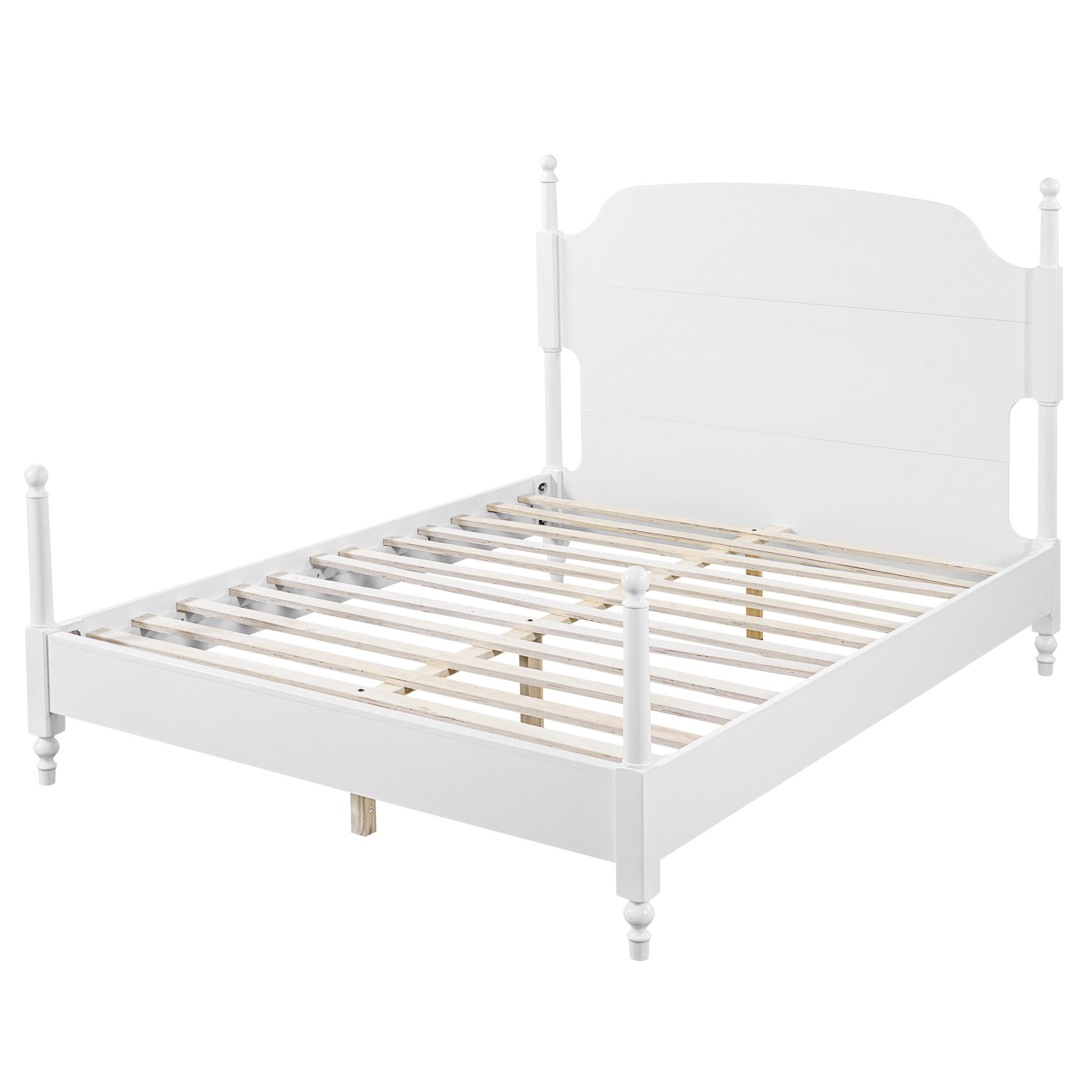 Christopher Knight Home Traditional Solid Wood Post Bed Frame with Arched Headboard, Queen, White