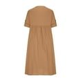 thumbnail image 6 of Ersazi Sun Dresses for Women Casual Fashion Women Autumnsolid Causal Turndown Collar Long Sleeve Vacation Button Dress Brown Xl, 6 of 6