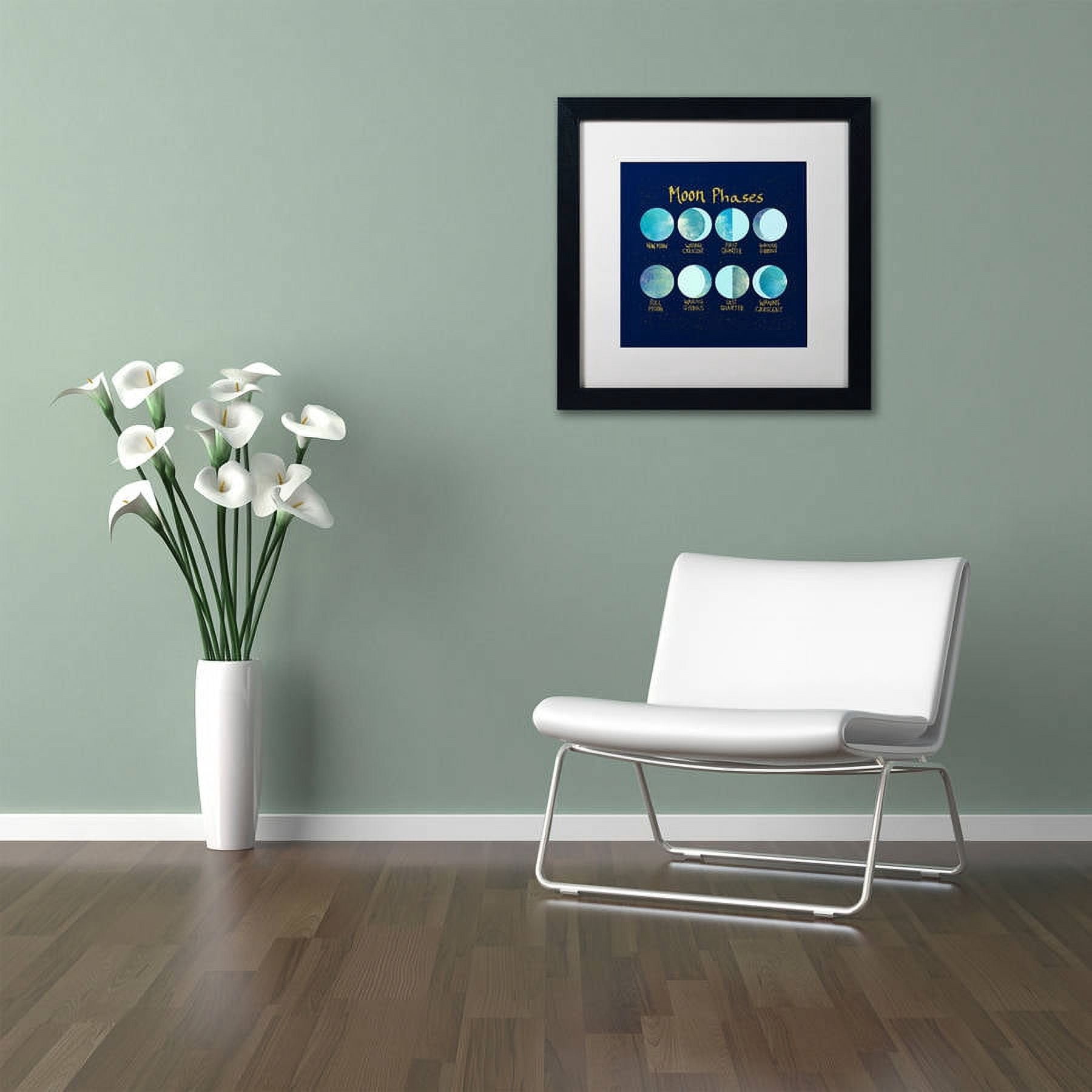Trademark Fine Art "Moon Phases" Canvas Art by Lisa Powell Braun, White Matte, Black Frame