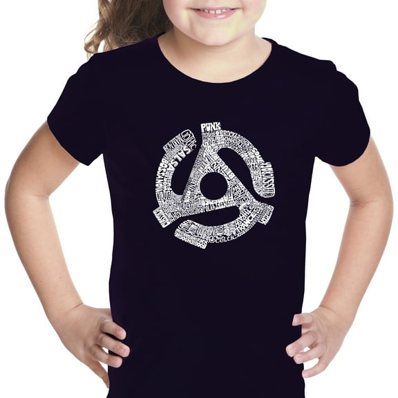 LA Pop Art Girl's Word Art T-shirt - Record Adapter
