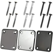 3 Pack Electric Guitar Neck Plate with Crews, SourceTon Guitar Neck Plate (Silver, Black, Gun Black) for Replacement