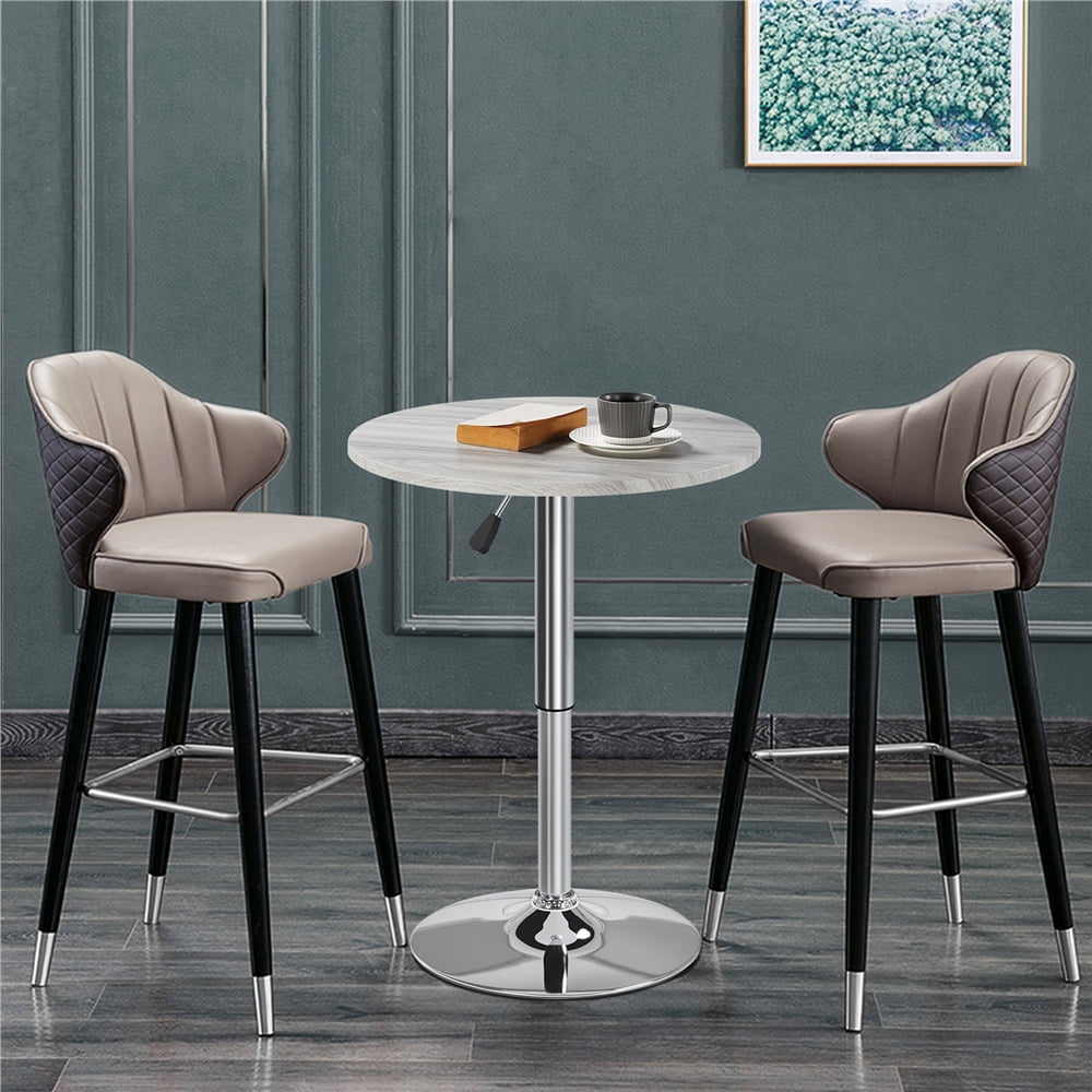Alden Design Height Adjustable Pub Round Table 360° Swivel for Bistro Café Home Bar, Gray