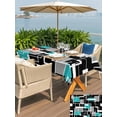 thumbnail image 4 of Teal Blue Black Geometric Outdoor Tablecloth - 60x102 Inch Rectangle Dining Table Cover, Modern Abstract Art Block Waterproof Outdoor Table Cloth with Umbrella Hole & Zipper for Picnic/Patio/Party, 4 of 7