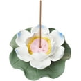 thumbnail image 2 of Steel Blue Lotus Incense Holder Porcelain Incense Burners Home Office Teahouse Zen Buddhist Supplies Ceramic Stick Holder with Lotus Leaf for Yoga Studio Decor Meditation 90mm, 2 of 7