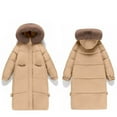 thumbnail image 5 of Womens Winter Coats Puffer Jacket Womens Winter Jacket With Hood Waist And Overcoat Solid Outer Long Sleeve Coats With Pocket, 5 of 6