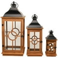 thumbnail image 2 of Northlight Natural Wood Candle Lanterns with Black Metal Tops - 26.5" - Set of 3, 2 of 9
