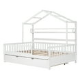 thumbnail image 6 of Harper & Bright Designs Full Size House Bed with Trundle and Storage Shelves, Kids Platform Bed with Fence Rails Wood Playhouse Tent Bed Frame for Girls Boys, White, 6 of 13