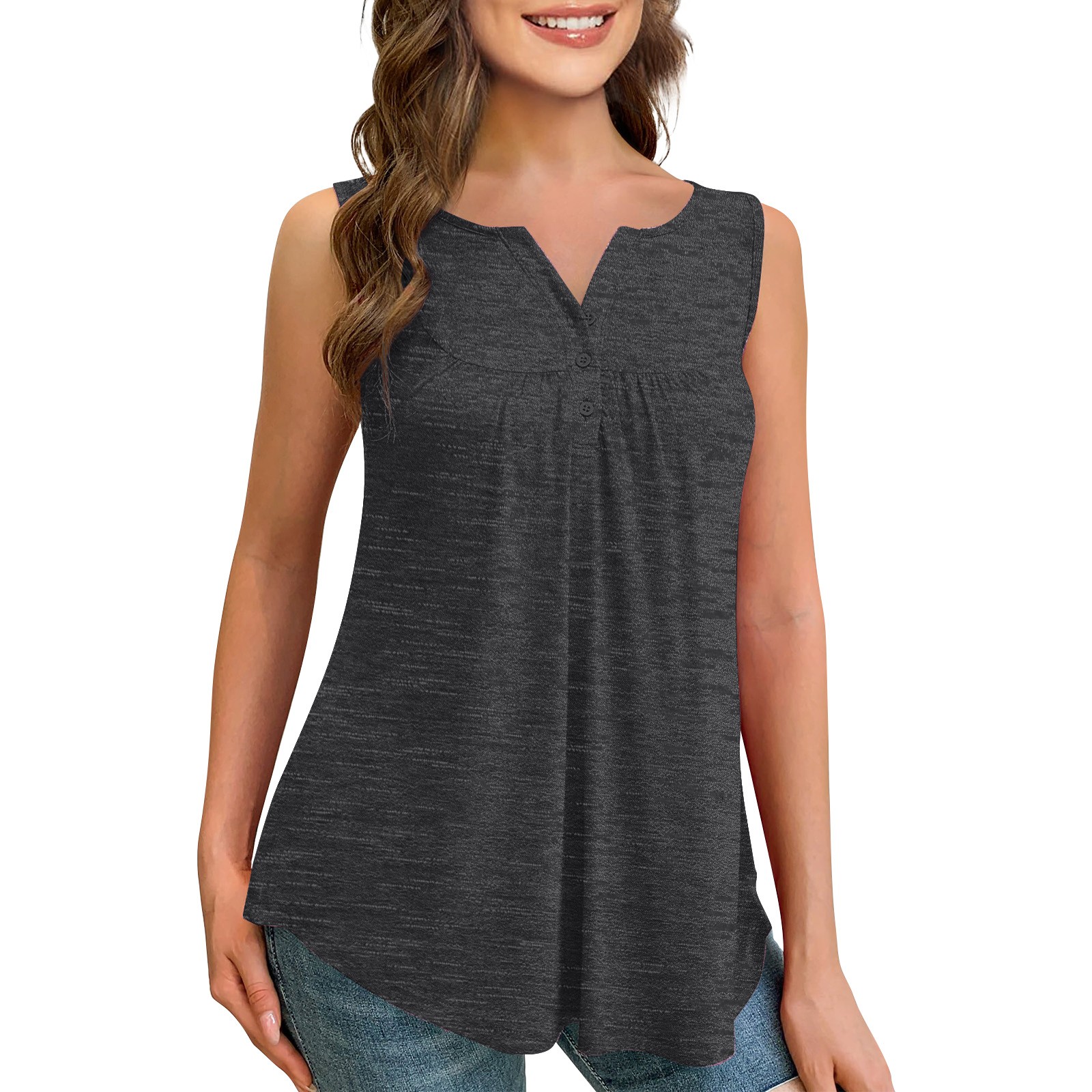 Womens Summer Tops 2023 Cotton Blouses Plus Size Tunic Tank Sleeveless