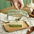 thumbnail image 5 of Bamboo Butter Dish with Glass Lid - Clear Tray for Refrigerator&Counter Butter,Block of Cream Cheese&Serving, 5 of 6