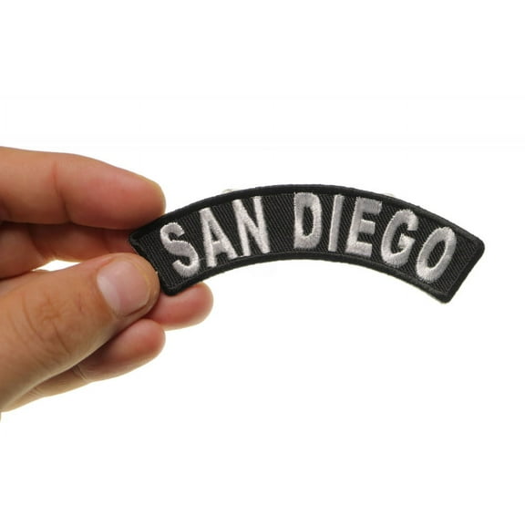Patch, Small Embroidered Rocker (Iron-On or Sew-On), San Diego California City Patch, 4" x 1" Arch