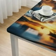 thumbnail image 5 of WYYP Sunset Beach Boat Square Tablecloth with Elastic Edge 100% Polyester Fiber 36*36, 5 of 8
