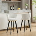 thumbnail image 4 of Tcbosik Bar Stools Set of 2, Modern Swivel Bar Chair, Upholstered Velvet Counter Height Stool with Back for Kitchen, Dining Room, Living Room, Easy Assembly, Beige, 4 of 8