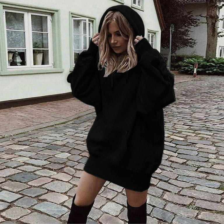 black oversized hoodie dress Black oversized hoodie | Long Black sweatshirt