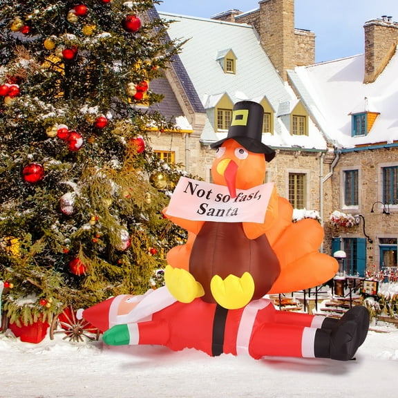 UBesGoo Inflatable Christmas Santa Claus & Turkey Decor Garden Decoration Thanksgiving