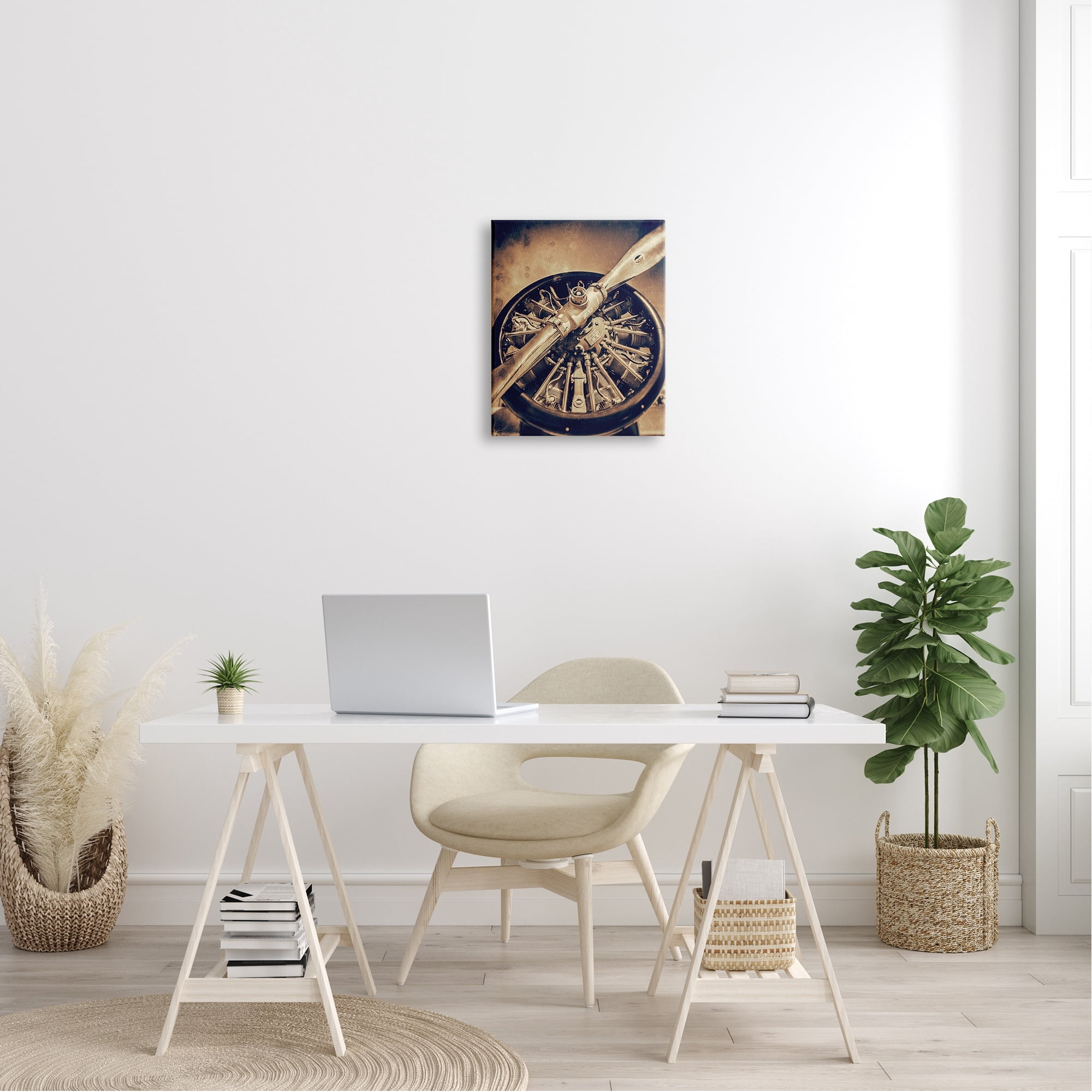 Stupell Industries Propeller Machinery Detailed Aircraft Sepia Photography Canvas Wall Art, 24 x 30, Design by John Slemp