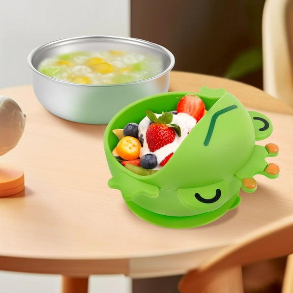 Tcwhniev Baby Suction Bowl Anti Scald Toddler Suction Bowl with Fork and Spoon Multifunctional Baby Plate for Children Infant Boy Girl