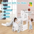 thumbnail image 4 of Choco Moon 6-in-1 Toddler Slide L-shaped Playground with Basketball, Indoor Playset for Kids-Gray, 4 of 8