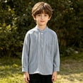 thumbnail image 3 of Fozruso Boys Striped Long Sleeve Shirt Soft Breathable Button Up Shirts for Toddler and Kids Daily Wear, 3 of 6