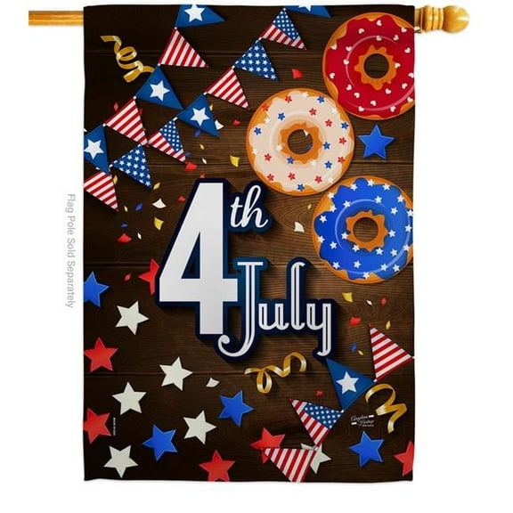 Angeleno Heritage H137203-BO 28 x 40 in. 4th July American Fourth of Vertical House Flag with Double-Sided Decorative Banner Garden Yard Gift