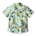 thumbnail image 2 of LittleSpring Summer Hawaiian Shirt for Little Boys Short Sleeve Button Down Shirts Casual Green Leaves 5T, 2 of 6