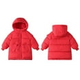 thumbnail image 3 of Auroural Jackets for Girls Size 10-12 Winter Winter Solid Color Down Long Sleeved Hooded Jacket For Childern Long Sleeve Hooded Casual Outwear Jackets Red 10 Years, 3 of 4