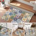 thumbnail image 6 of Vintage Mediterranean 2'x3' Washable Rug, Blue and Yellow Tiles Texture Non-Slip Soft Doormat Area Rugs for Entrance Bathroom Bedsides, StainResistant Carpet for Kitchen Bedroom, Entryway Floor Mat, 6 of 9