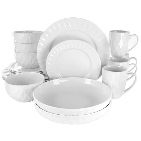 Sienna Porcelain Dinnerware Set, White - 18 Piece