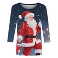 thumbnail image 6 of Women Christmas Pullover Lightweight Shirt 3/4 Sleeve Tops Round Neck Tees Christmas Tree Graphic Sweatshirts Loose Holiday Clothes Fall Fashion Clothing Wine Glass Tshirts, 6 of 7