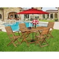 thumbnail image 2 of East West Furniture DIHD5CANA 5 Piece Outdoor Patio Dining Sets Consist of an Oval Acacia Wood Table and 4 Folding Arm Chairs, 36x60 Inch, Natural Oil, 2 of 7